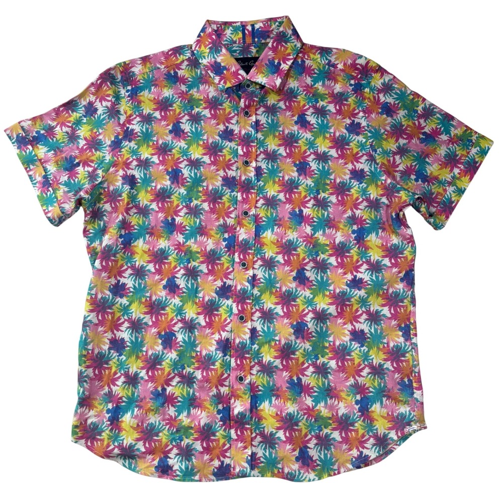 Robert Graham Disney Mickey Mouse Floral Button Down Shirt Tailored Fit 2XL Palm